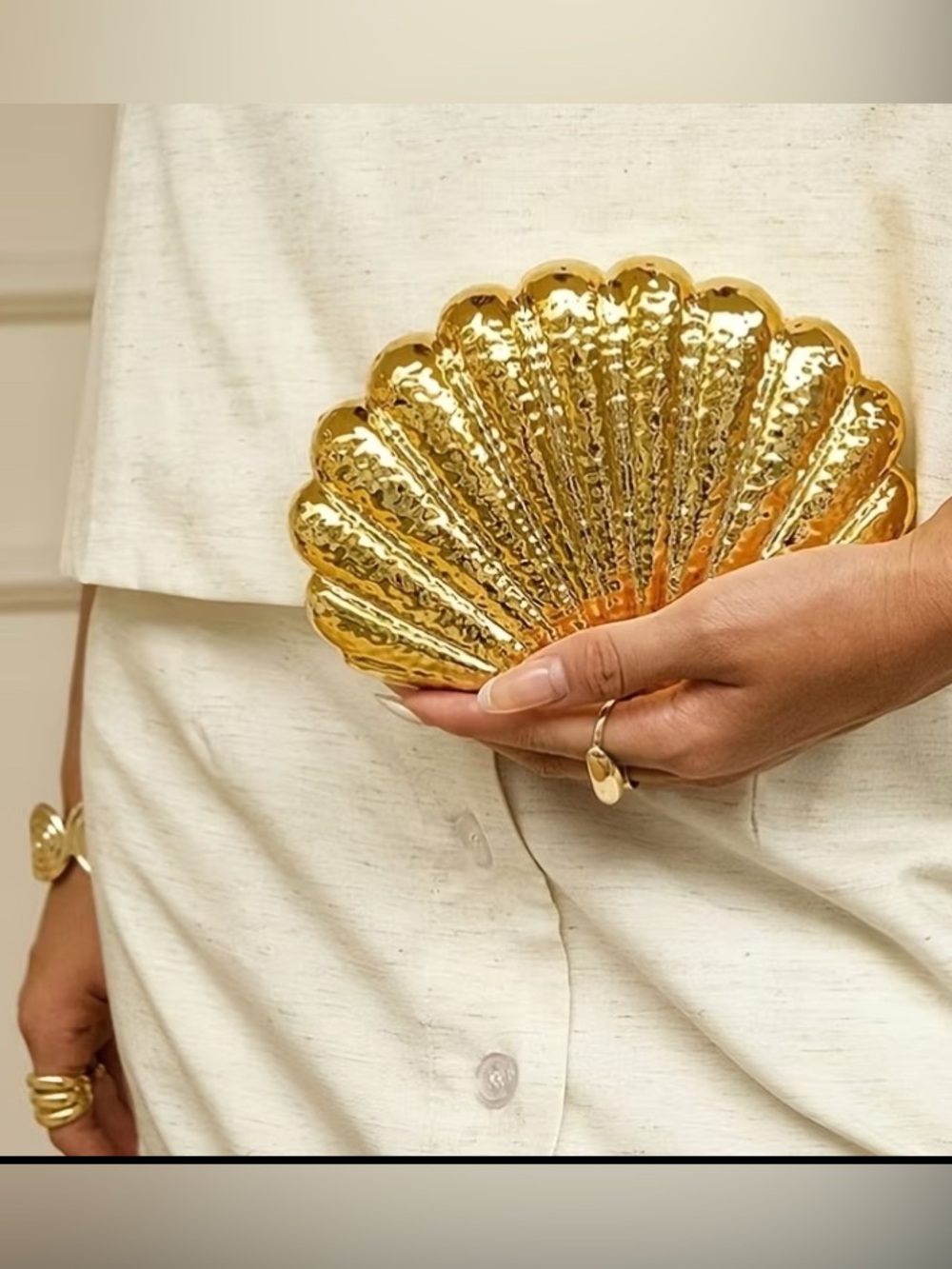 Gold Shell Clutch Bag - Women Accessories